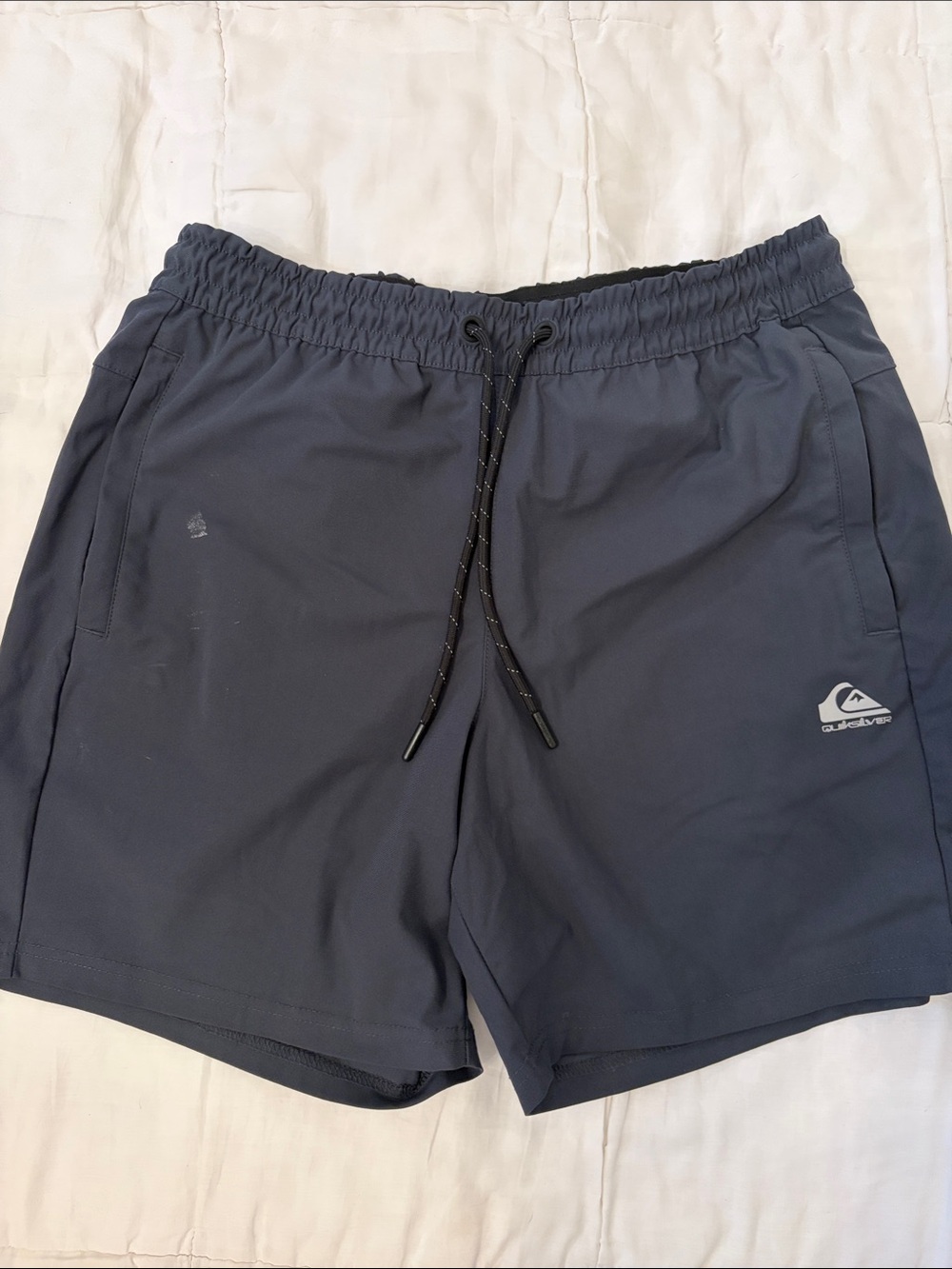 Quiksilver Men's Dark Blue Elastic Waist Swim Shorts with Drawstring